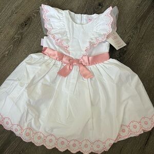 American Girl White and Pink Kids Dress NWT